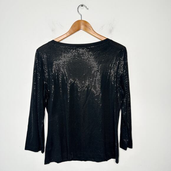 ST JOHN CAVIAR Top Womens Size Medium Sophisticated Professional Party Holiday - Picture 2 of 6